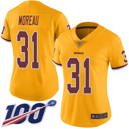 Washington Redskins Limited Gold Women Fabian Moreau Jersey NFL Football #31 100th Season Rush->youth nfl jersey->Youth Jersey